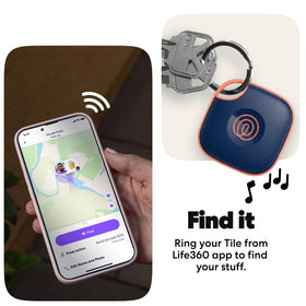 Life360 Tile tucked in a backpack pocket showing discreet placement and reliable locating