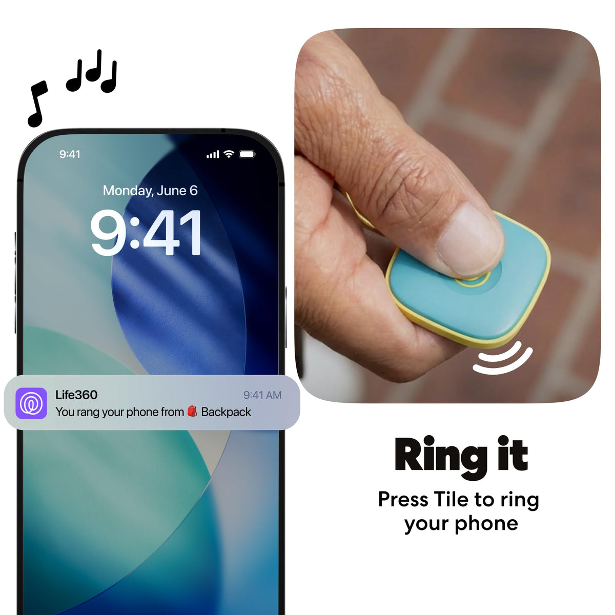Life360 Tile inside a bag showing real-world tracking benefit for lost items