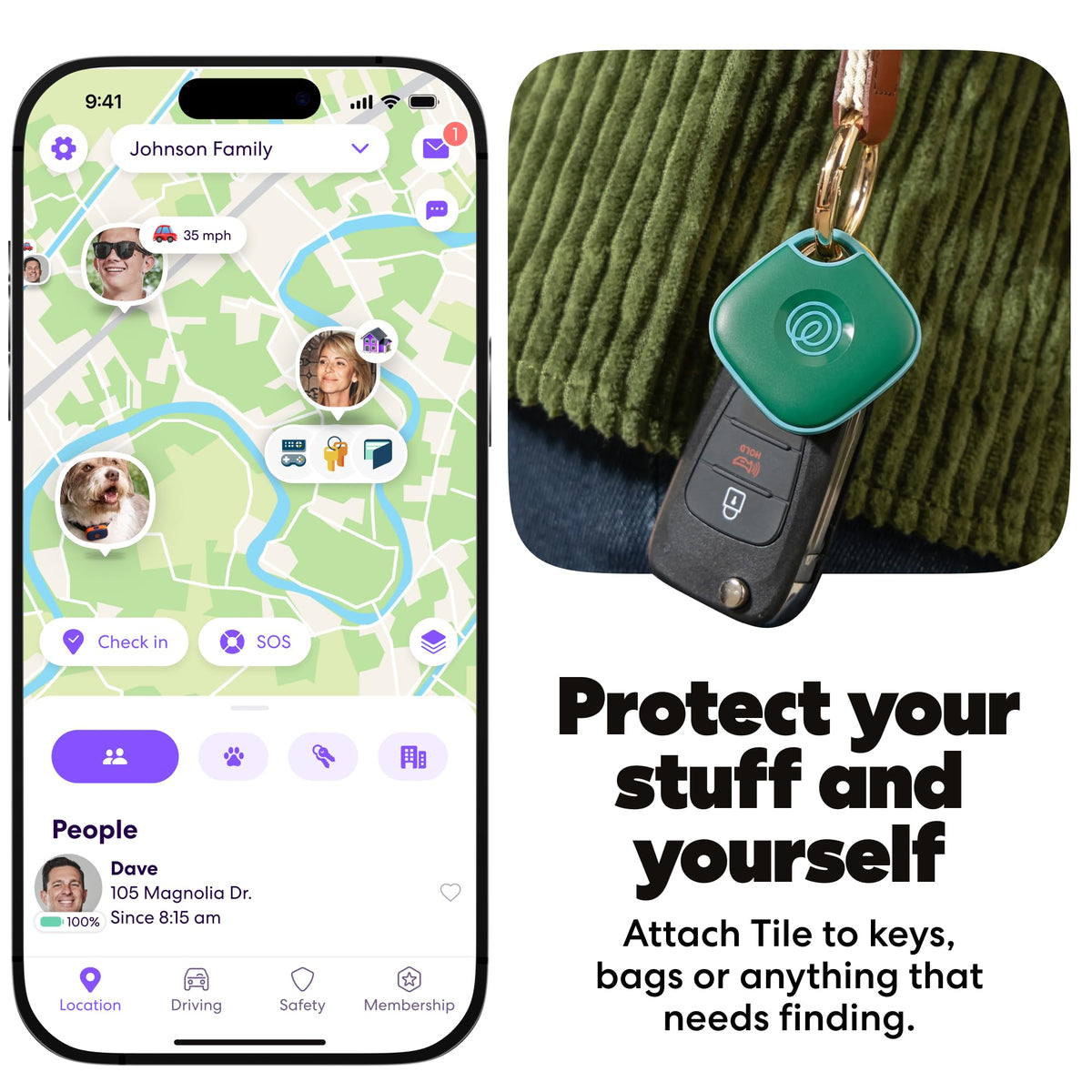Life360 Tile attached to keyring with keys, convenient secure carry for daily use