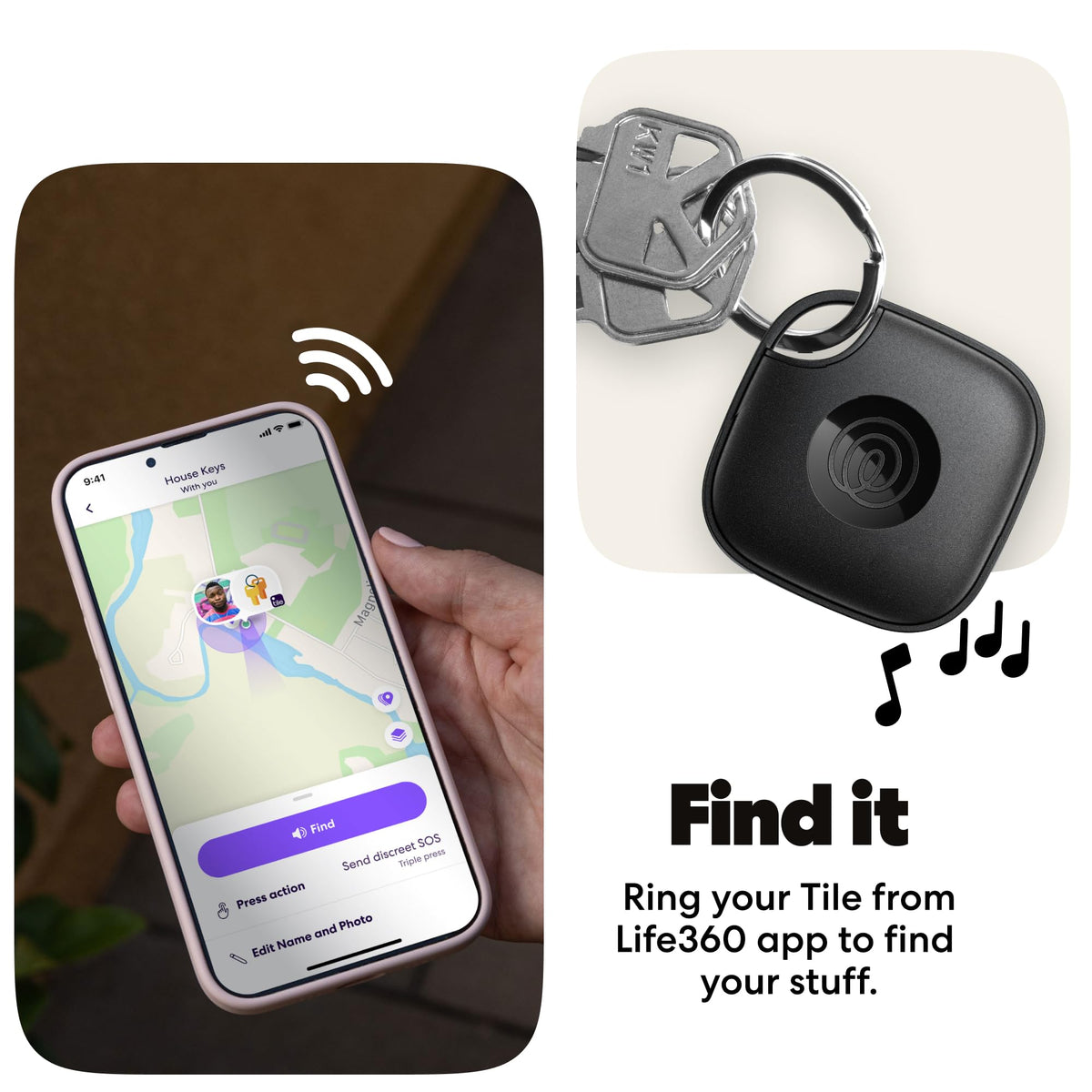 Life360 Tile helps you find your phone by double-pressing the tile