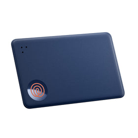 Life360 Tile Slim front packaging showing navy blaze color and compact design benefit