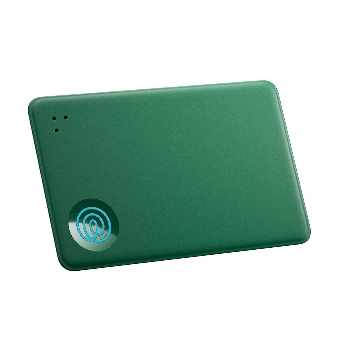 Life360 Tile Slim front view showing green surf color and compact design benefit