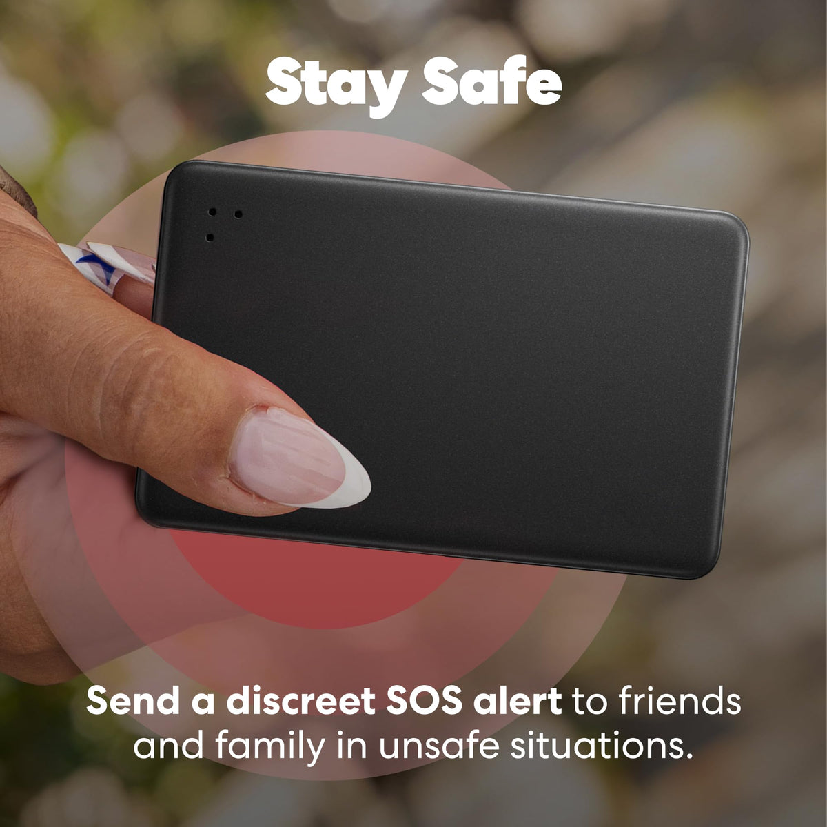 Life360 Tile Slim in travel scene showing family-safety integration