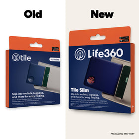 Life360 Tile Slim close-up profile highlighting ultra-thin shape for easy slide-in
