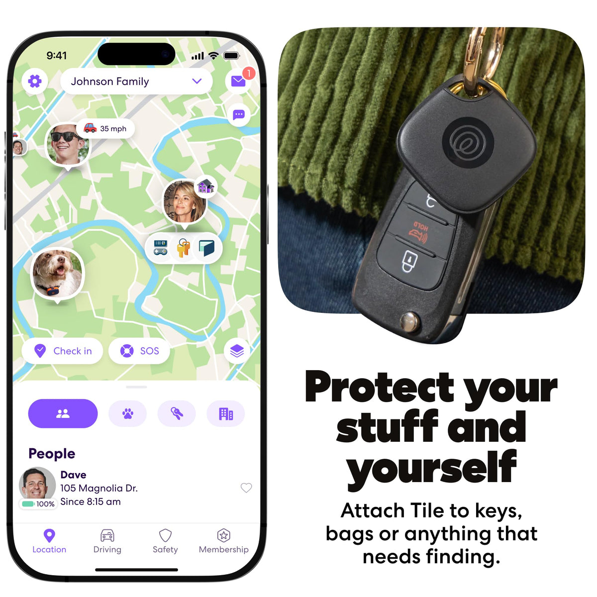 Life360 Tile Slim inside a wallet showing discreet slim tracking benefit
