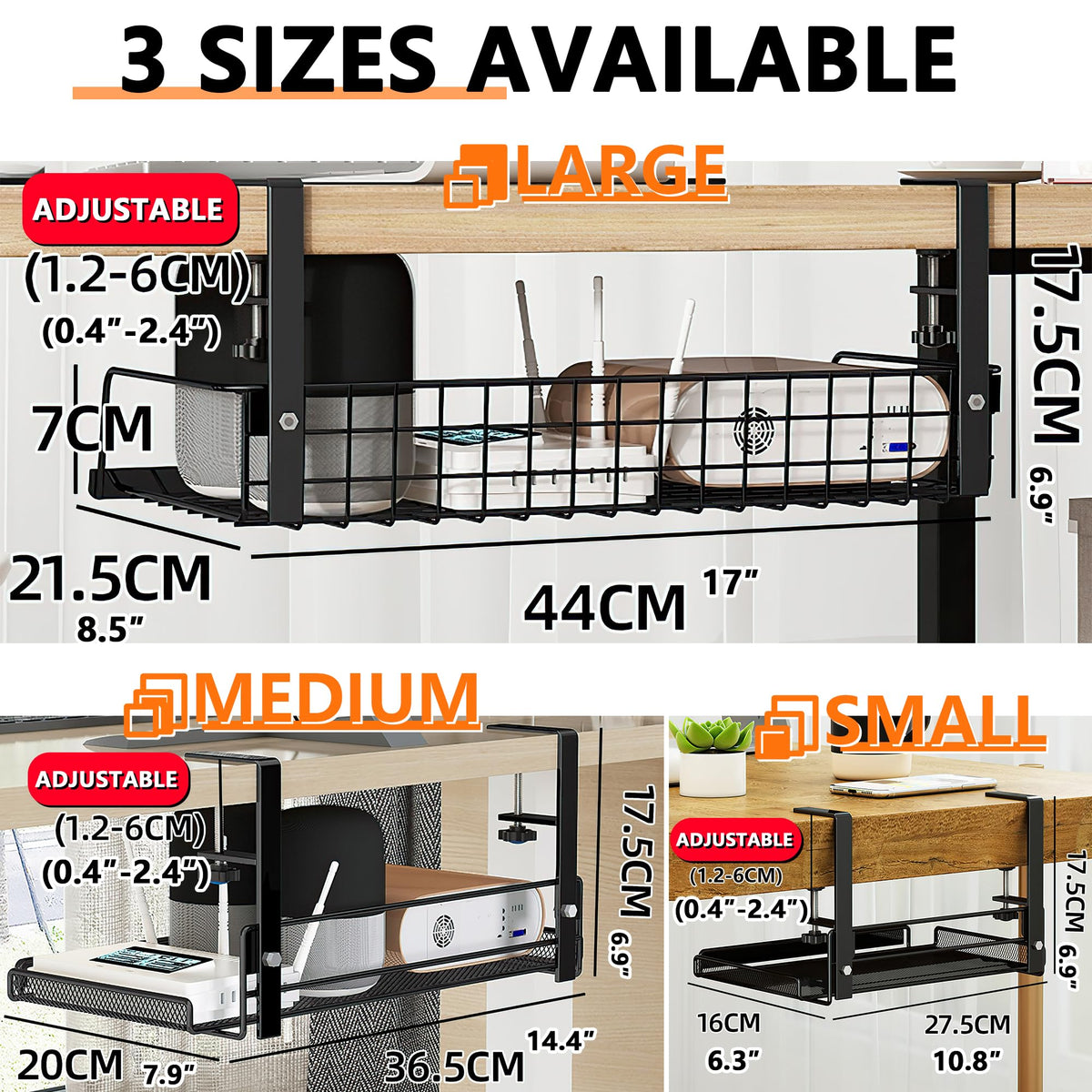 LIFEFAN cable management tray mounted under desk, universal fit for diverse setups.