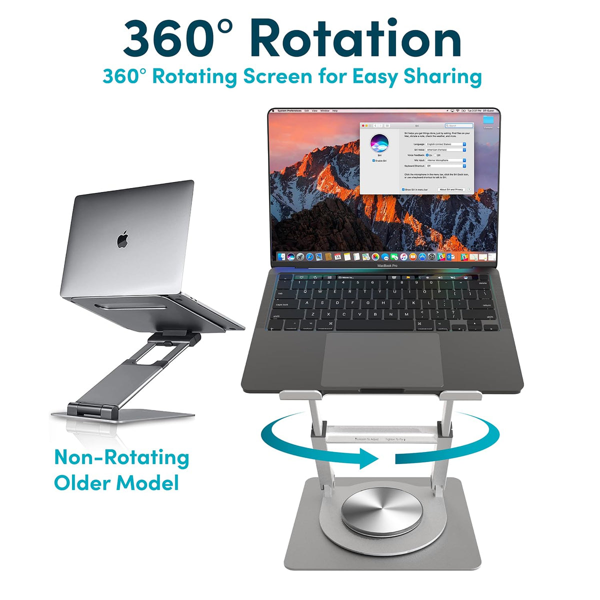 Lifelong height-adjustable laptop stand showing precise tilt for comfortable viewing.