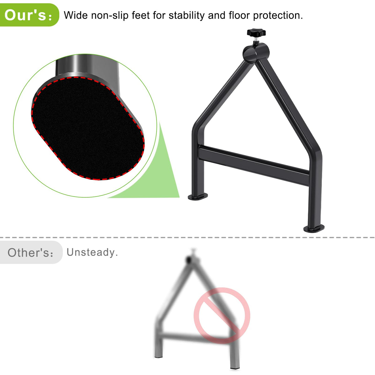 Lifeswell caster wheel and non-slip foot pads showing stable mobility advantage