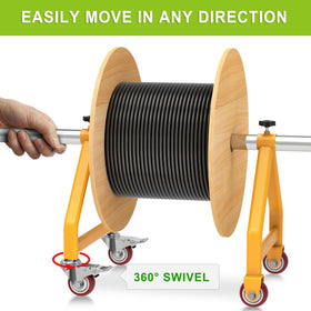 Lifeswell Wire Spool Rack brake system shown for secure placement