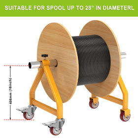 Lifeswell Wire Spool Rack with casters enables smooth movement in workshops