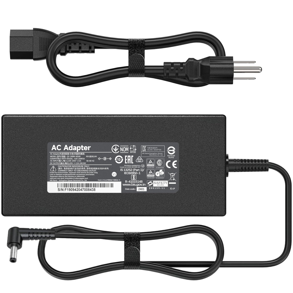 LIFKAHY front view of 240W adapter showing compact design and portability benefit