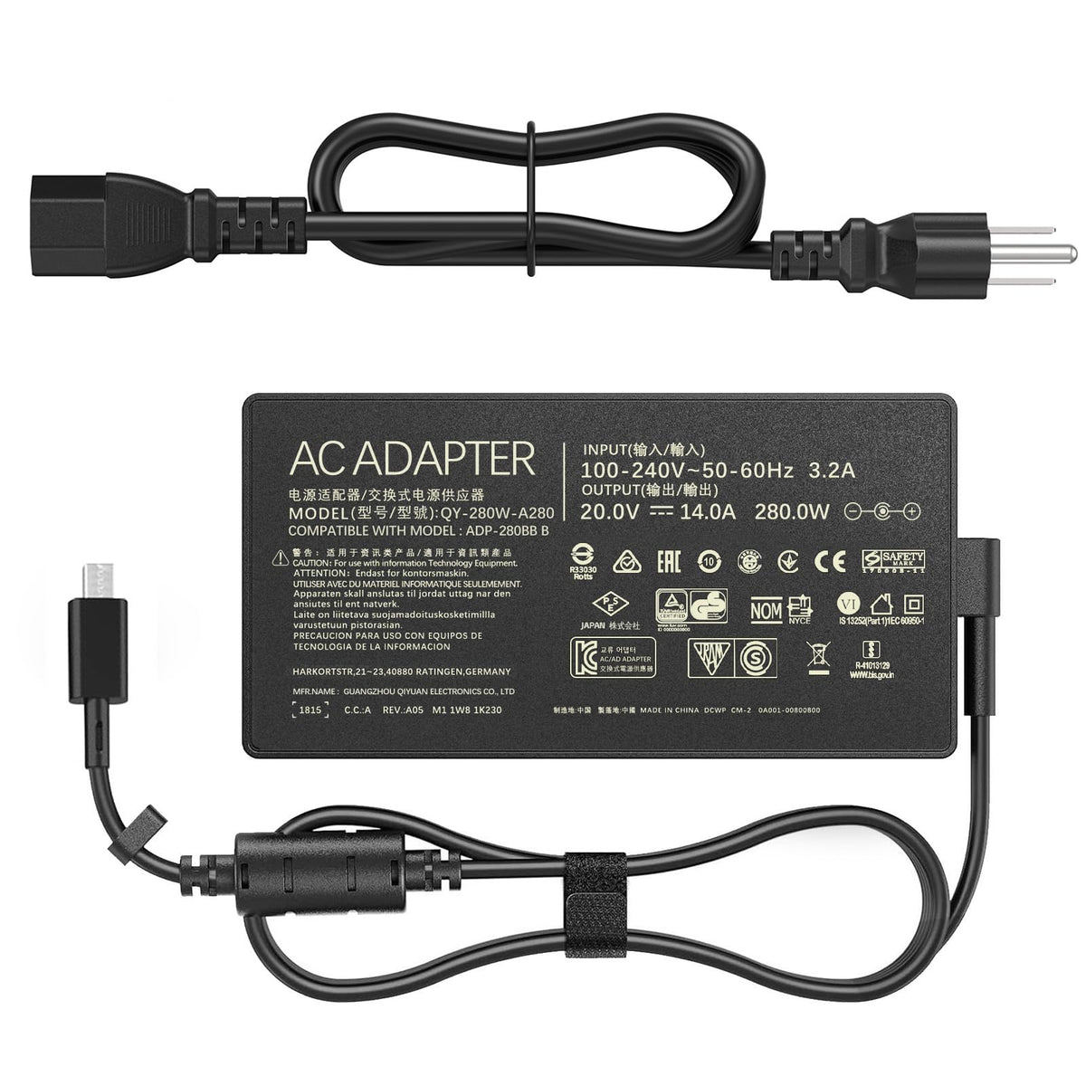 LIFKAHY 280W charger powering ASUS ROG Strix G18 for stable power delivery