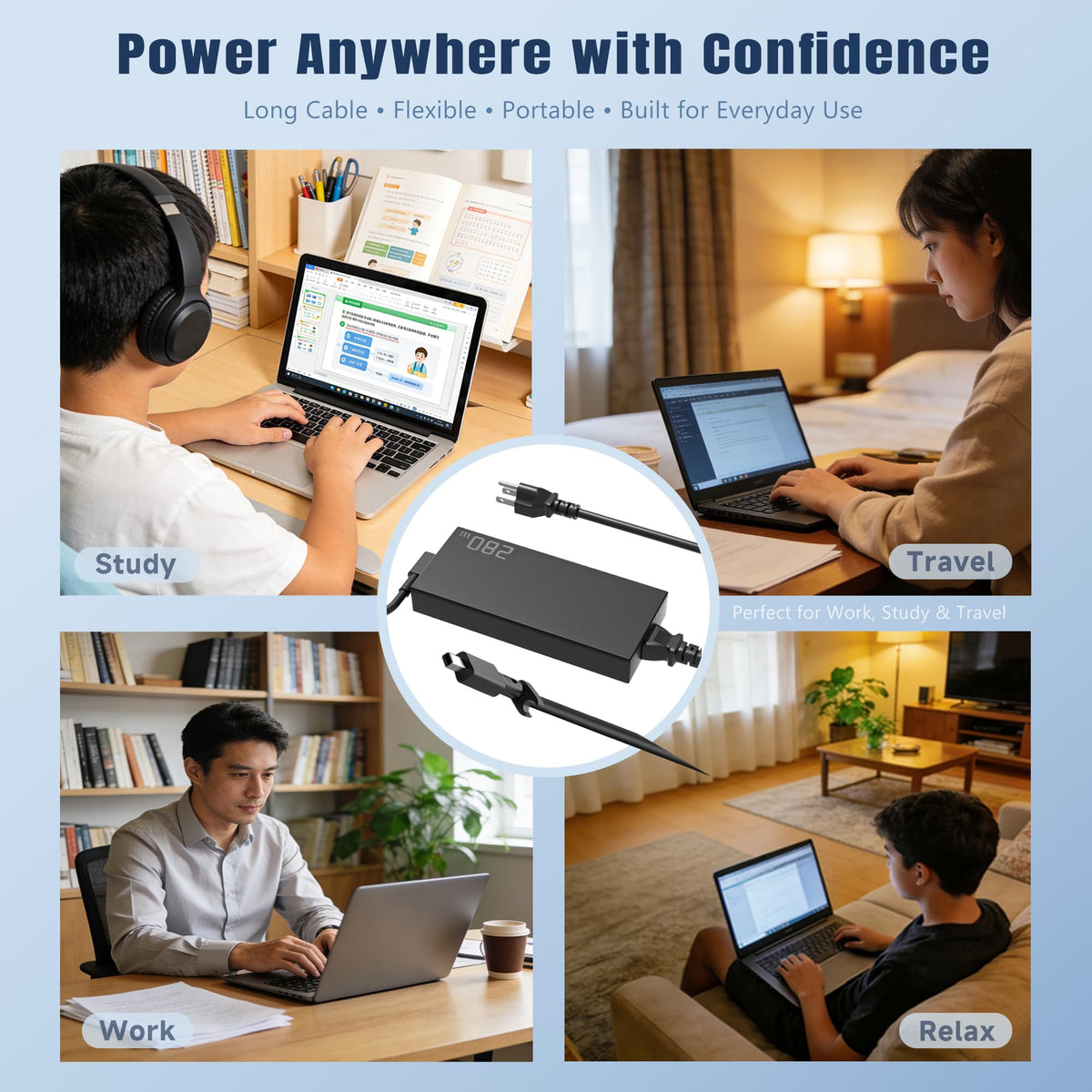 Back panel with ports and connection tips on LIFKAHY charger