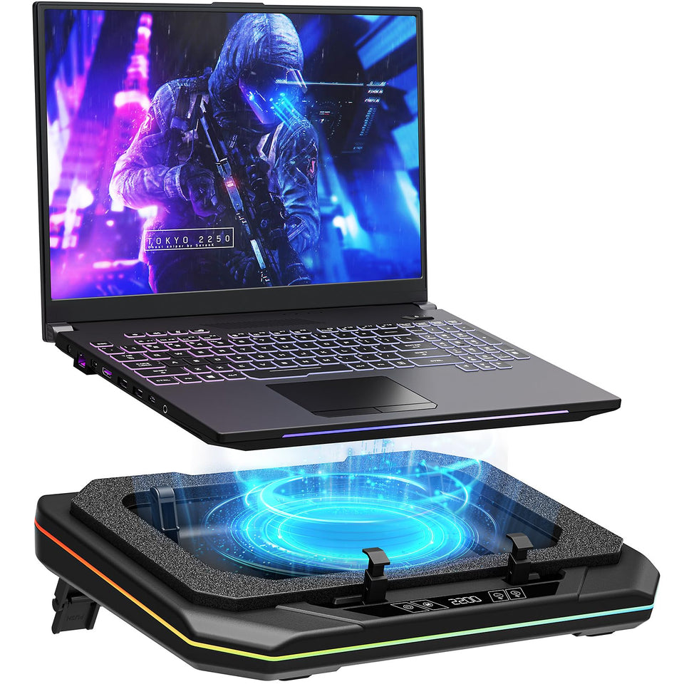 LIFTGO front view showing cooling pad and stable support, improves laptop airflow
