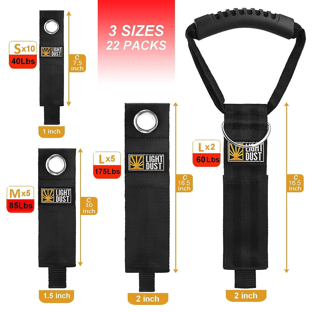 LIGHT DUST 22PCS set includes various sizes for flexible organization.