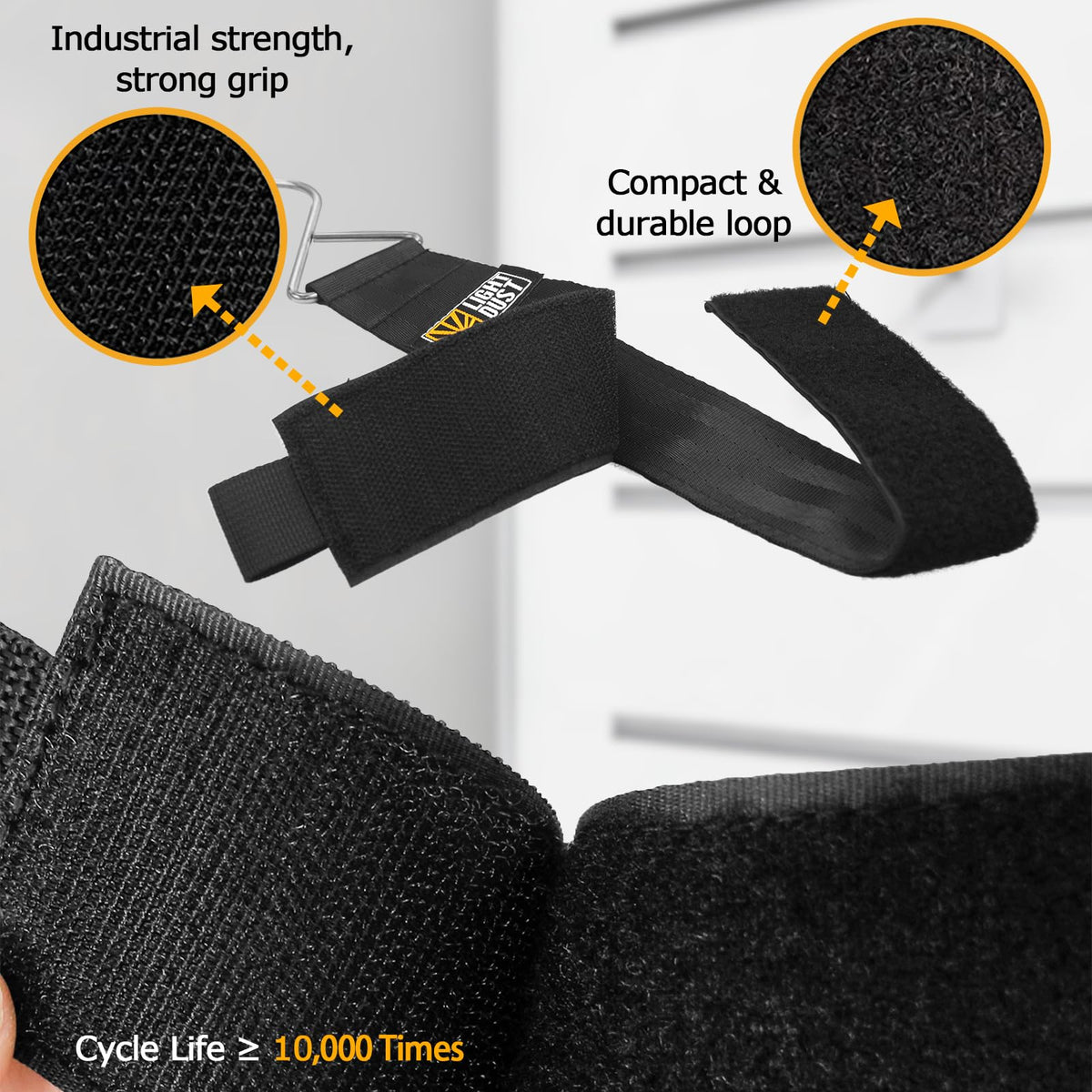 Light Dust adjustable cinch system fastens items securely in outdoor settings.