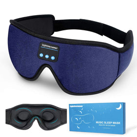 LIGHTIMETUNNEL front view of blue sleep mask showing full blackout and soft fabric comfort