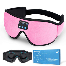 LIGHTIMETUNNEL front view of pink sleep headphones mask showing full blackout benefit