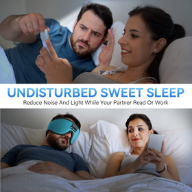 LIGHTIMETUNNEL worn by a side sleeper demonstrating pressure-free eye cavities