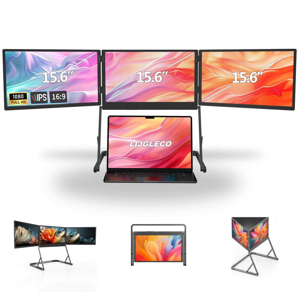LIJGLECO triple monitor display setup expands your workspace for multitasking.