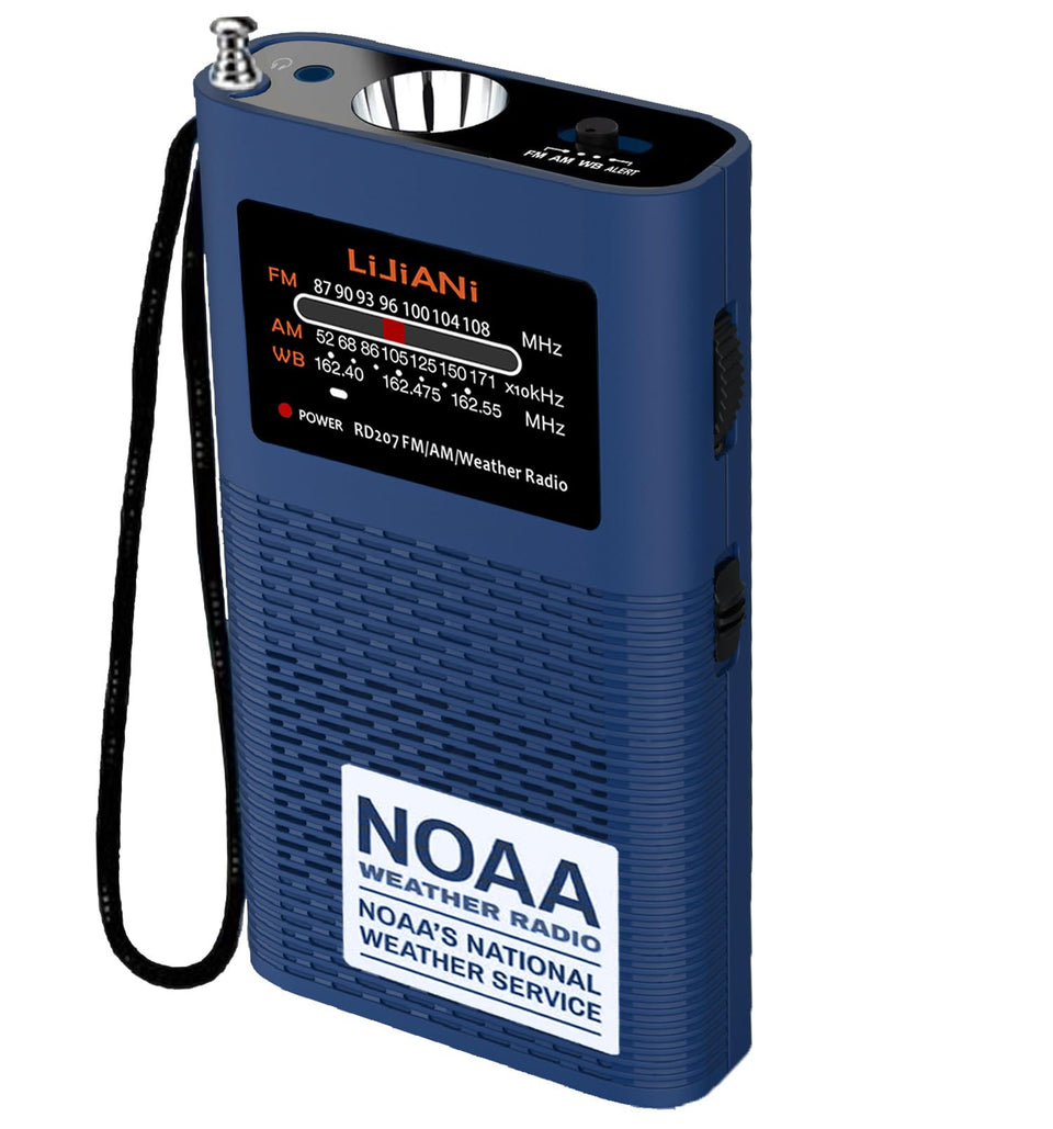 LIJIANI pocket weather radio front view for reliable alerts.
