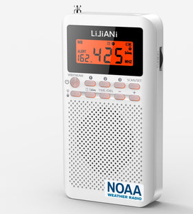 LIJIANI Pocket Weather Radio front view showing portable emergency readiness