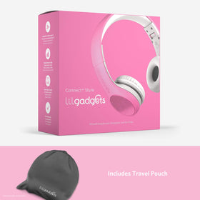 LilGadgets adjustable headband and carrying pouch for easy school storage.