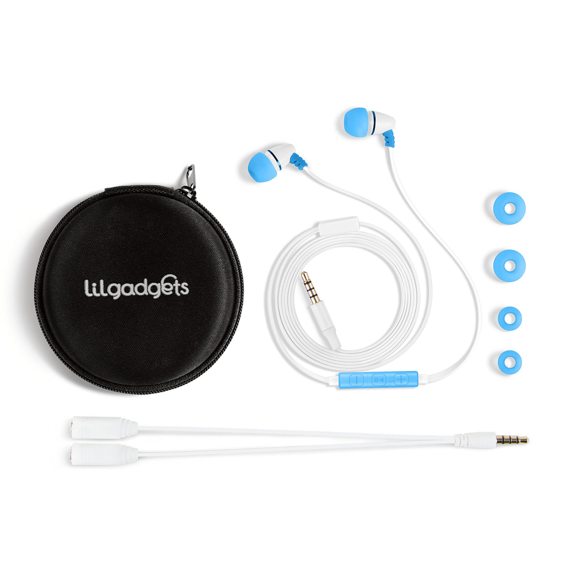 LilGadgets BestBuds for kids in blue, offering safe listening for school and travel.