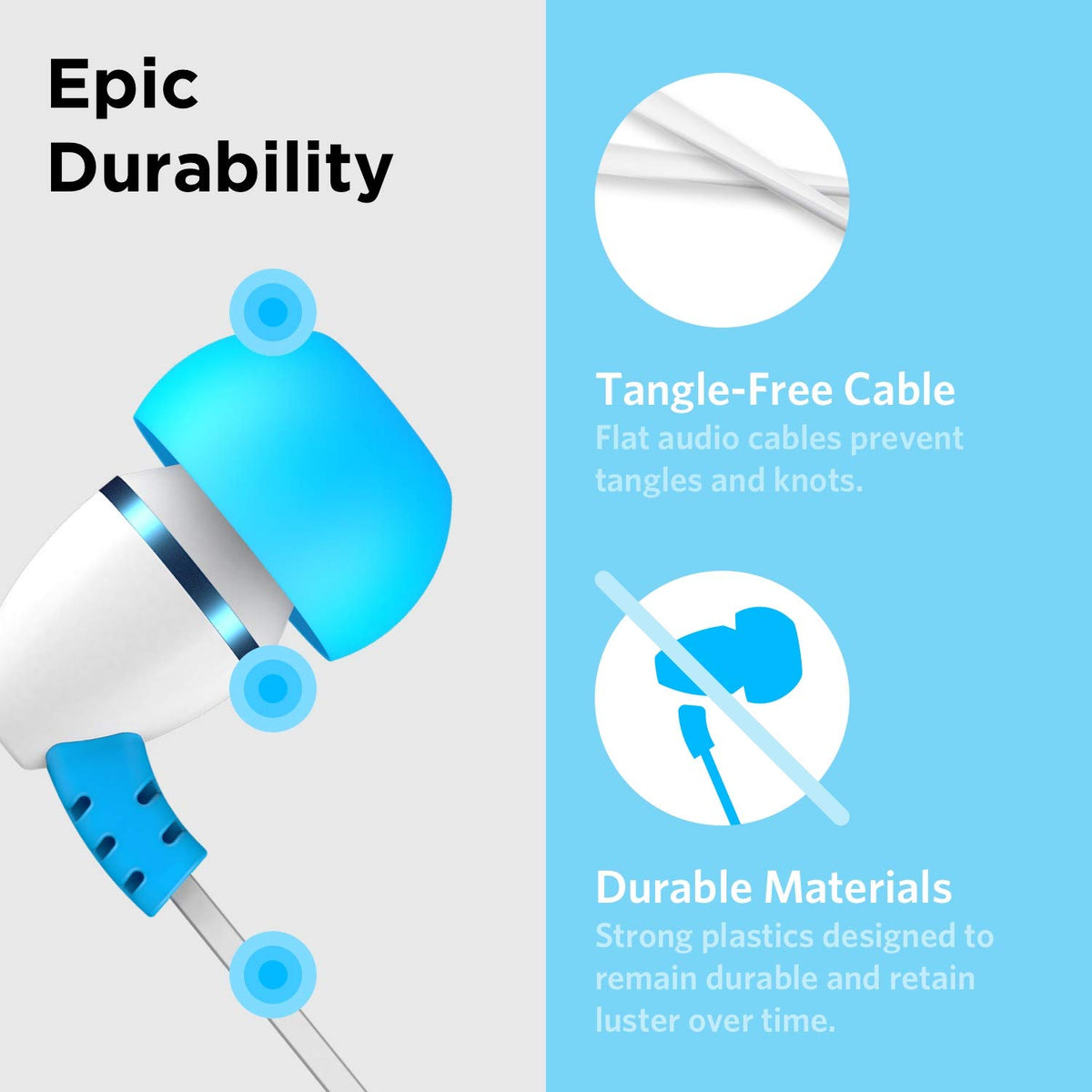 LilGadgets BestBuds flat cable reduces tangles for easier daily use.