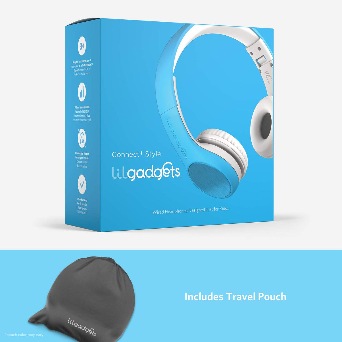 LilGadgets Connect+ blue storage pouch keeps headphones organized on the go