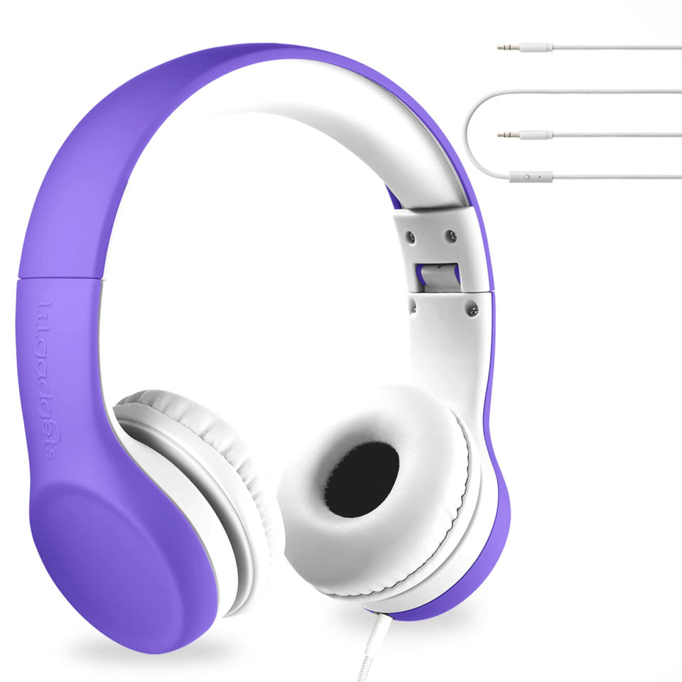 LilGadgets Connect+ foldable headphones in purple offer kid-friendly portability and easy storage.