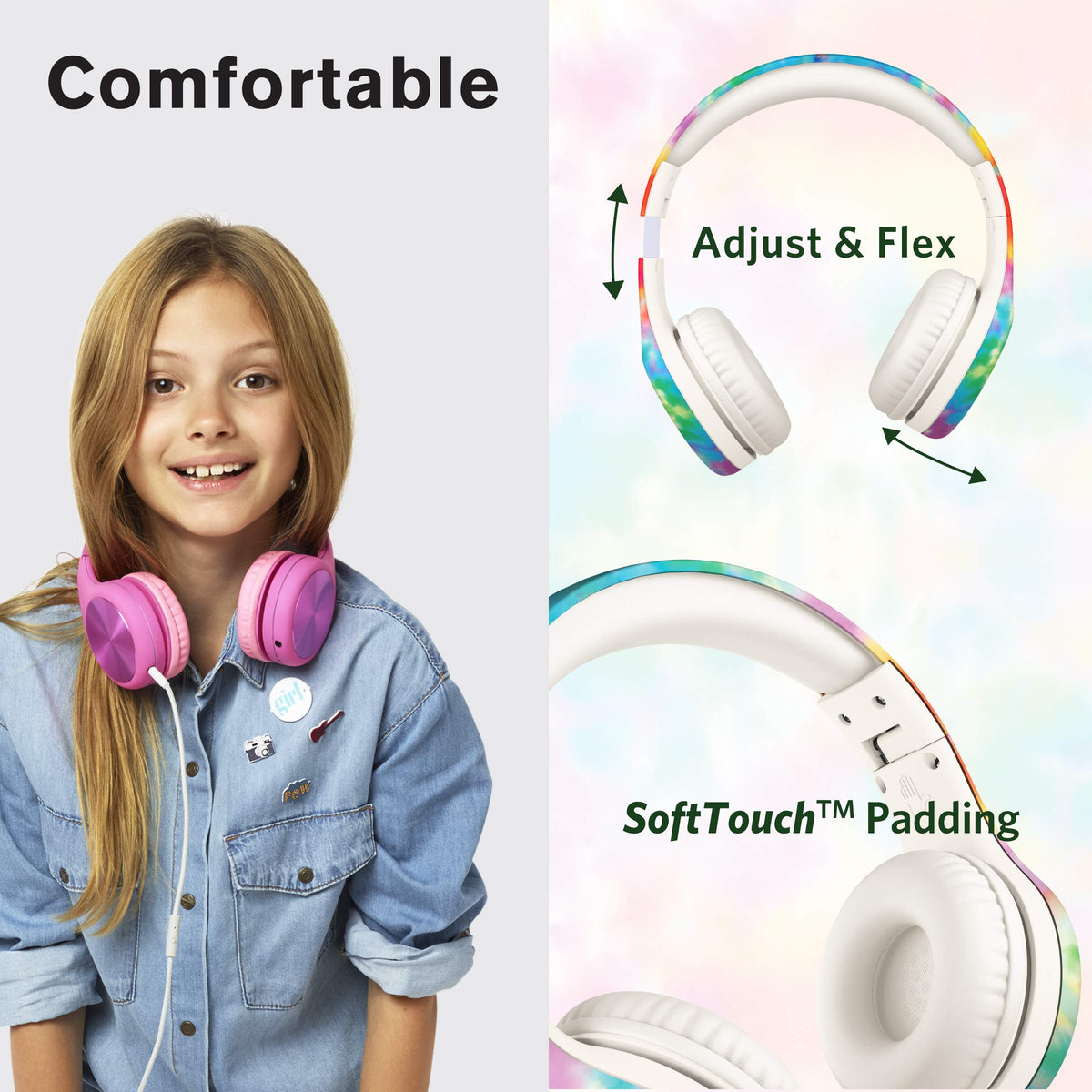 LilGadgets close-up of SoftTouch padding highlighting comfortable long-wear cushioning