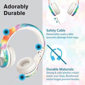 LilGadgets tie-dye pattern detail that makes headphones fun and easy to spot