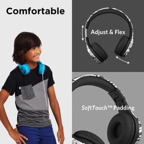 LilGadgets Connect+ Pro SharePort earcup close-up enabling easy audio sharing