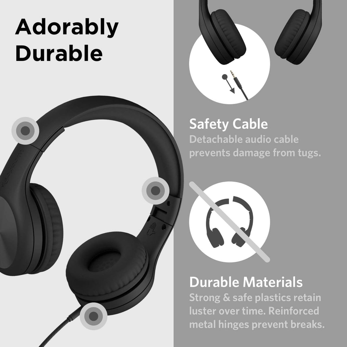 LilGadgets headband detail highlighting adjustable metal reinforcement and secure fit