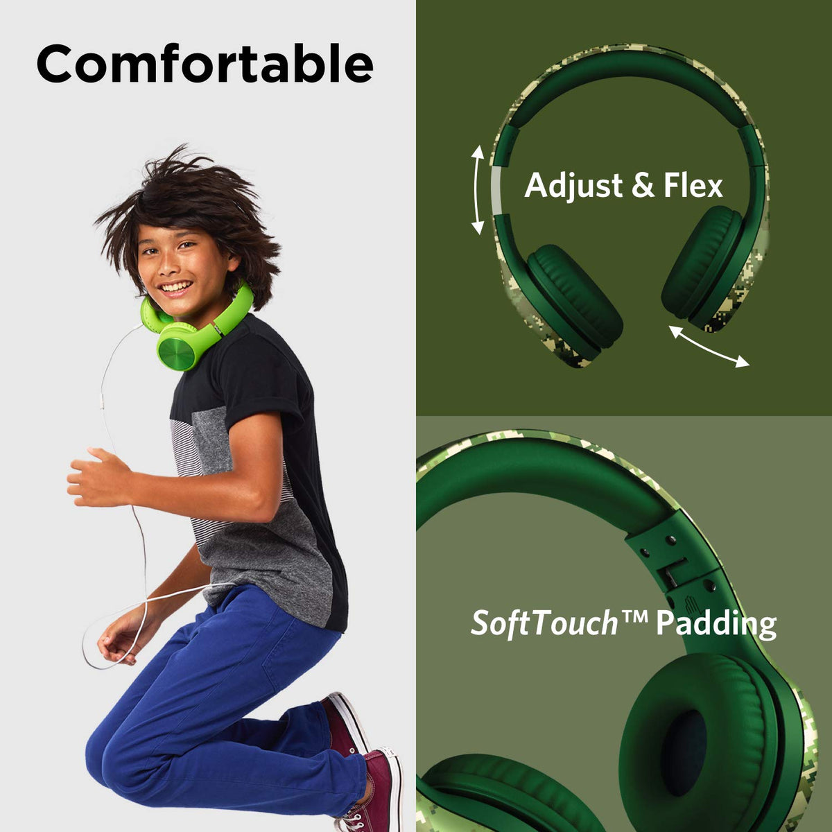 LilGadgets Connect+ Pro side showing integrated mic and SharePort for easy sharing