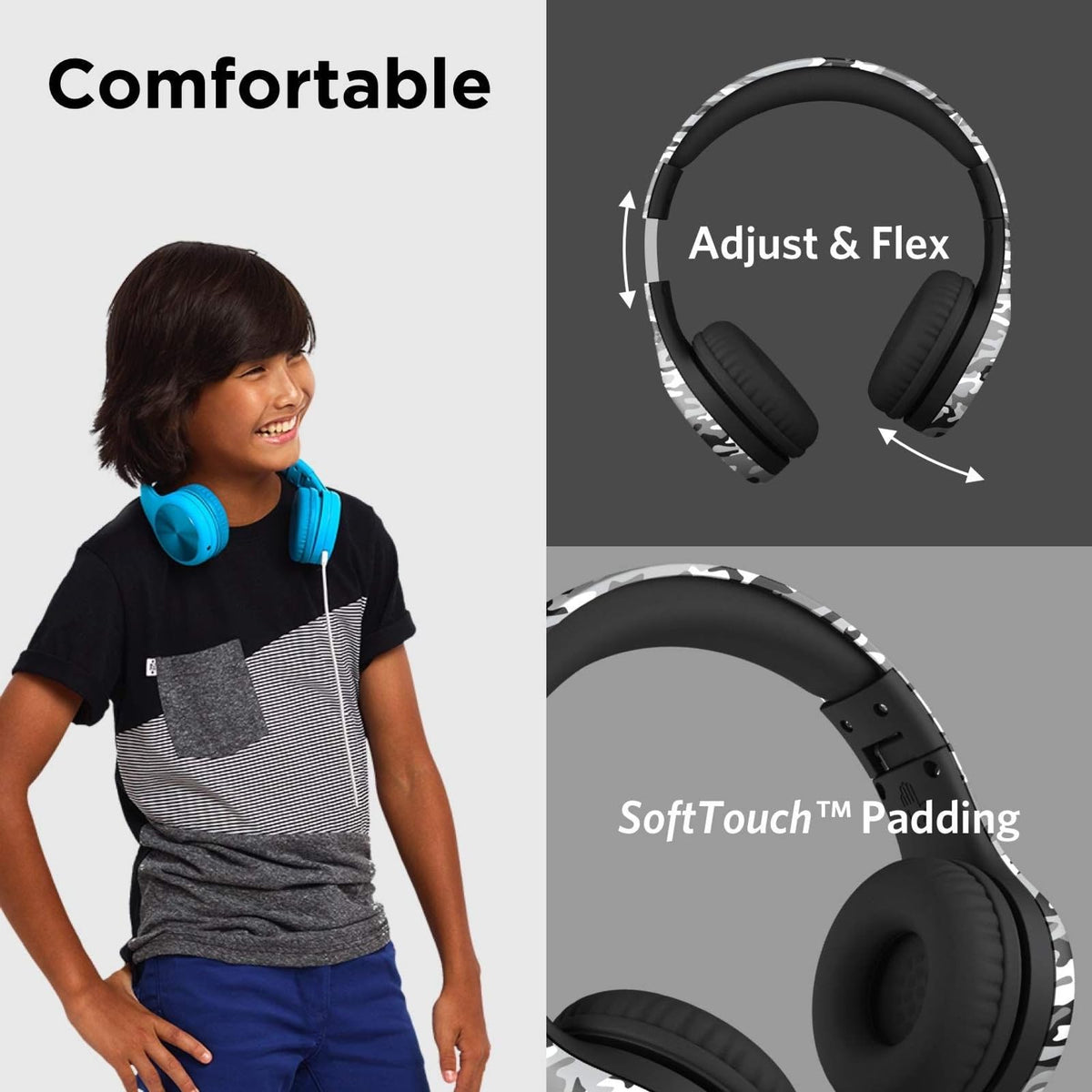 LilGadgets close-up of SoftTouch padding displaying plush comfort and passive noise reduction