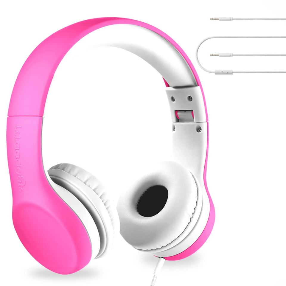 LilGadgets front view pink headphones showing compact kid-friendly design and comfort