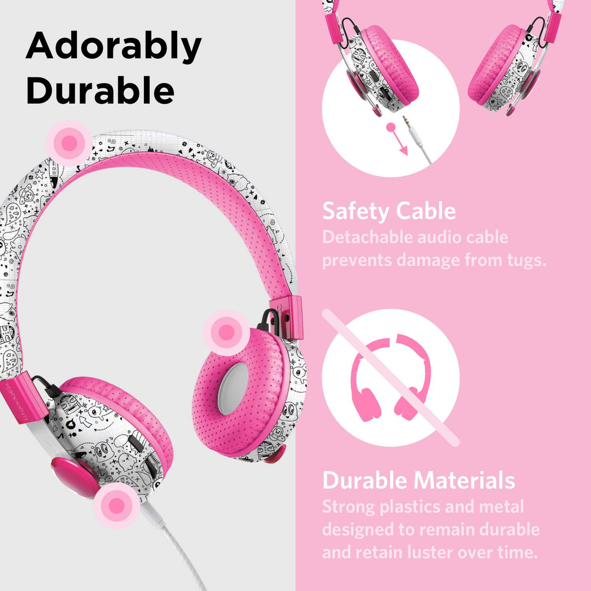 LilGadgets breathable SoftTouch ear pad texture for lasting comfort