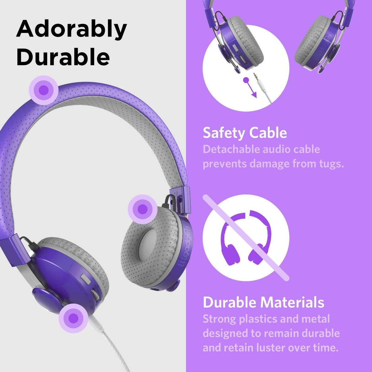LilGadgets headphones folded in backpack illustrating portability and durable build