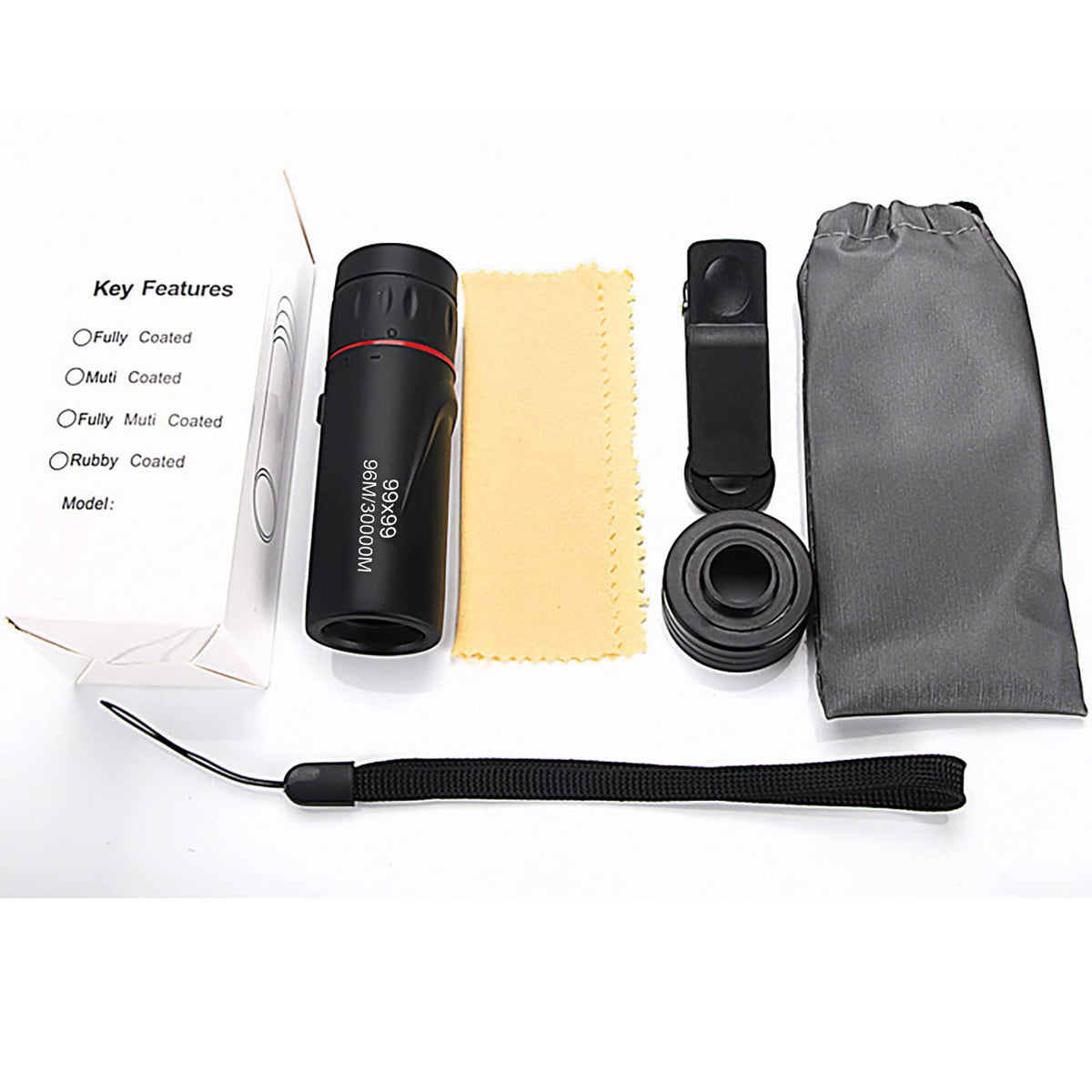 LIMENG 99x99 monocular smartphone attachment enables quick photos.