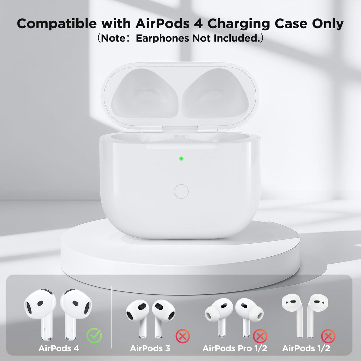 Limucc open case interior showing empty AirPods 4 slots for easy replacement