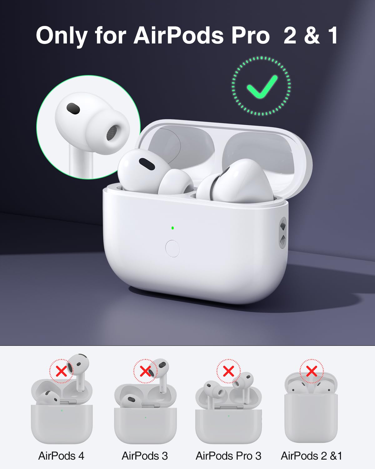 Limucc AirPods Pro case with LED indicators for quick battery status at a glance.