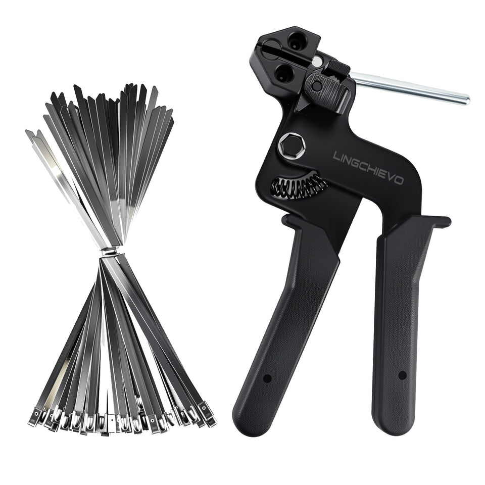 LingChievo metal zip tie gun for fast, secure cable management outdoors.