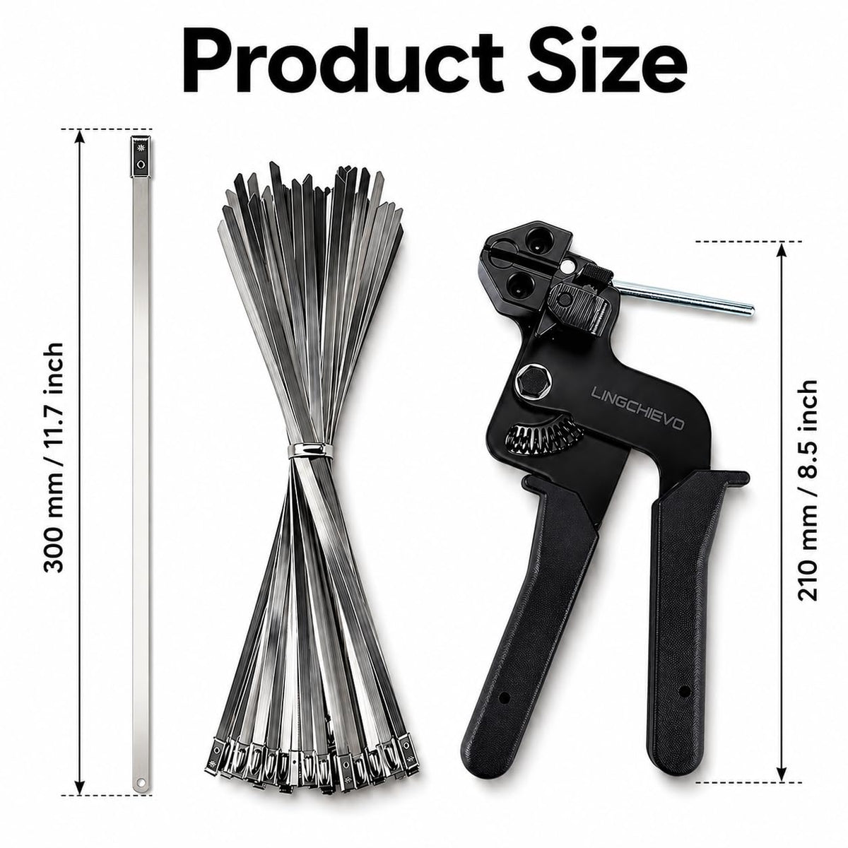 LingChievo 100-pack stainless steel zip ties resist rust for durable outdoor use.