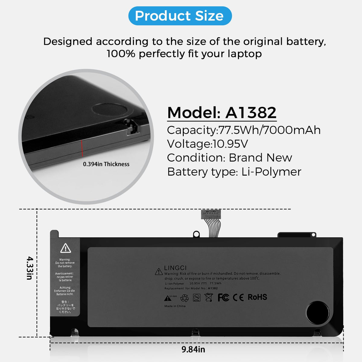 LINGCI A1382 side profile showing slim design and space-saving benefit