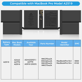 LINGCI A2519 battery inside assembly highlights clean connector layout for easy swaps on MacBook Pro 14.