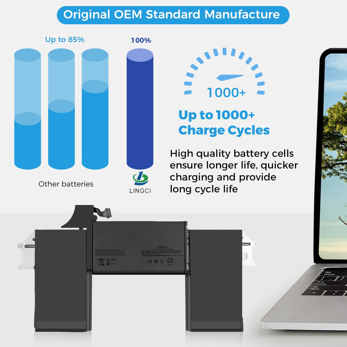 LINGCI battery packaging box ready for MacBook Air 13-inch replacement