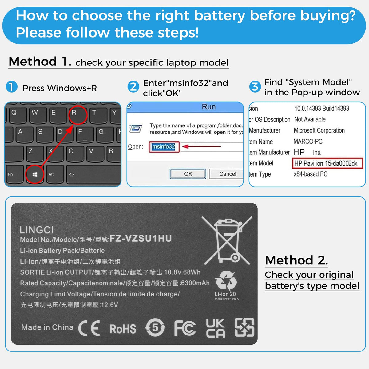 LINGCI FZ-55 compatibility note specifies Toughbook 55 only.