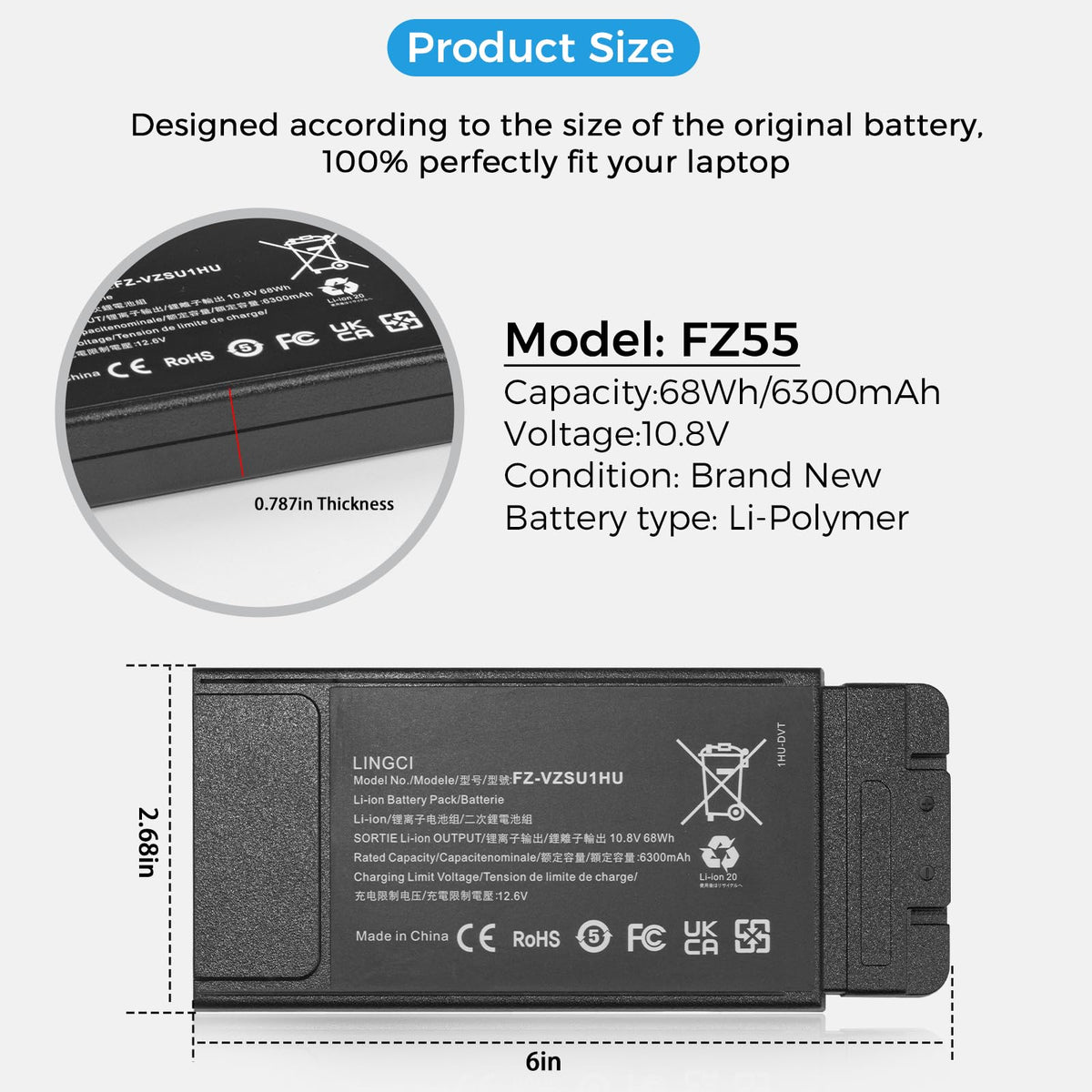 LINGCI FZ-55 battery installed in Toughbook 55 during use.